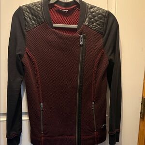 Harley-Davidson Burgundy and Black Quilted-Shoulder Bomber Jacket